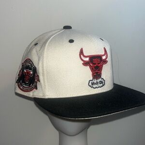 Chicago Bulls Fitted Hat 7 3/8 Off White Men Can't Jump RARE Mitchell Ness Cap
